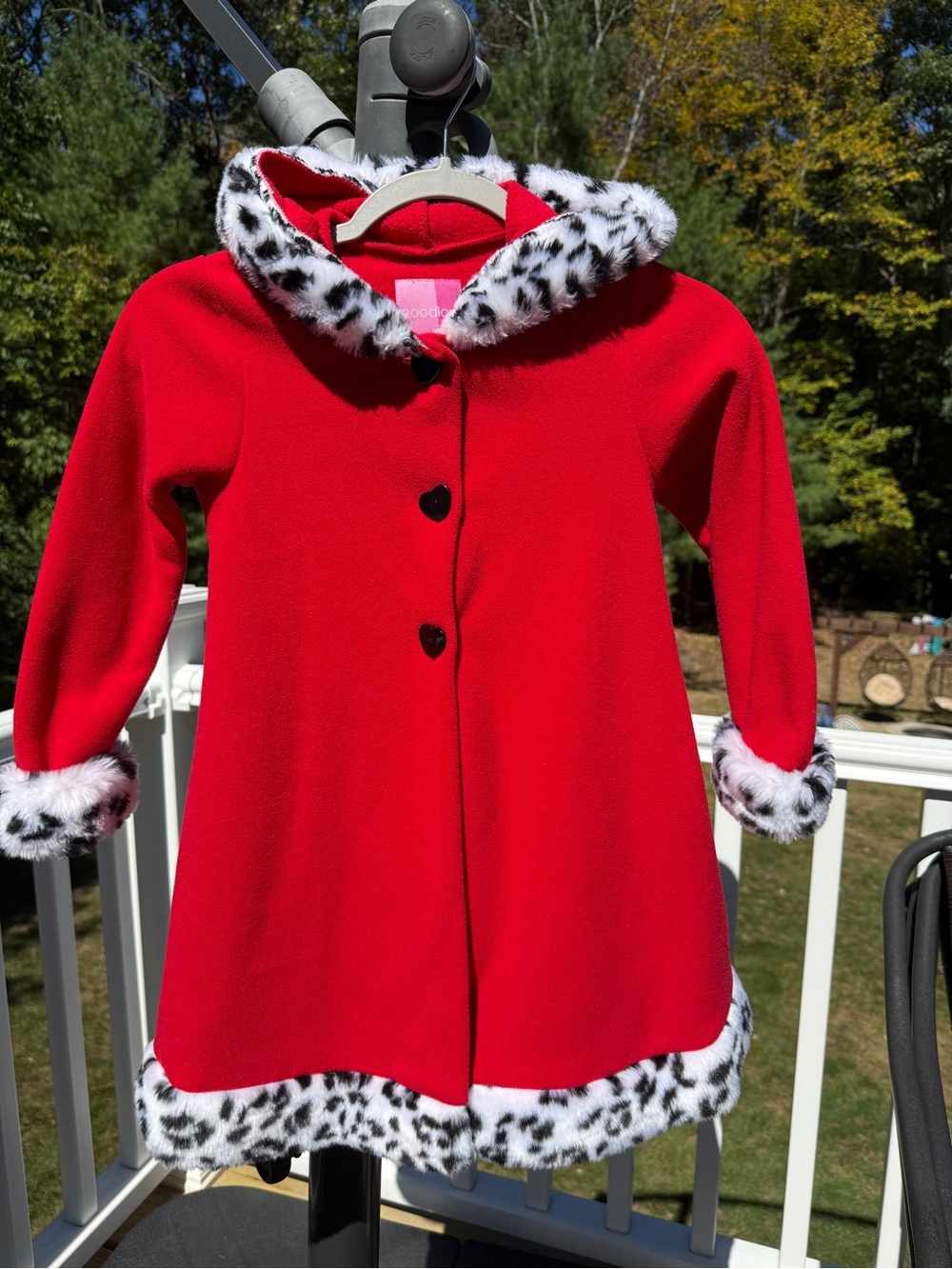 Good Lad Red Coat with Faux-Dalmatian Trim